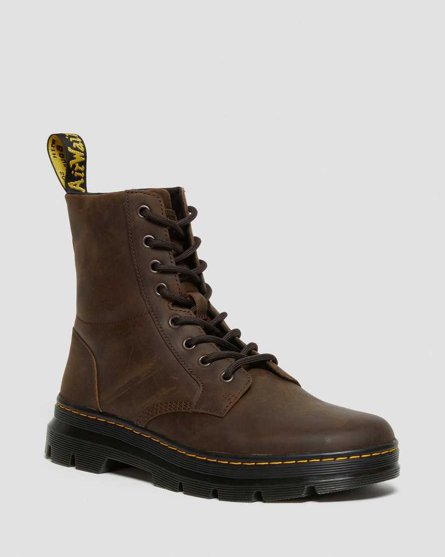 Dr. Martens Combs Crazy Horse Lær Casual Støvler Dame Mørke Brune [6082XHJQO]